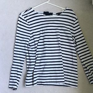 J. Crew Striped Navy Bow Back Top
